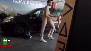 A young horny couple fucking and enjoying in a parking place